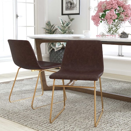 Flash Furniture 2 Pk 18 Inch Dark Brown LeatherSoft Dining Chairs ET-ER18345-18-DB-GG